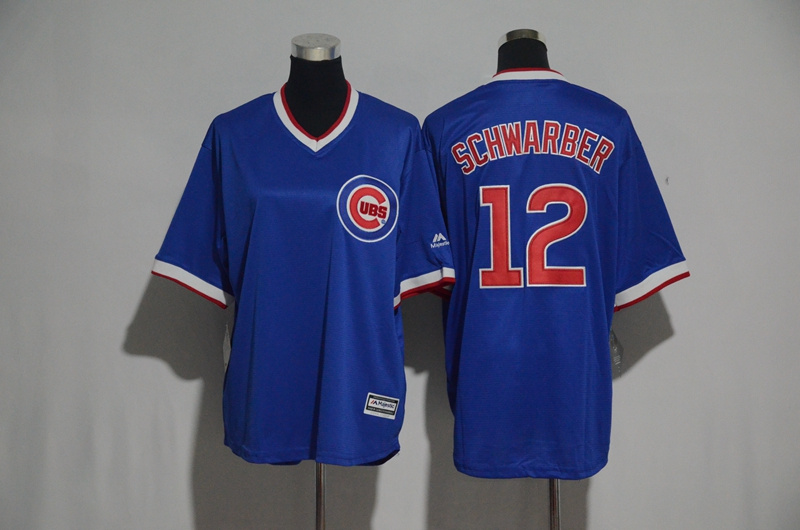 Youth 2017 MLB Chicago Cubs #12 Schwarber Blue Jerseys